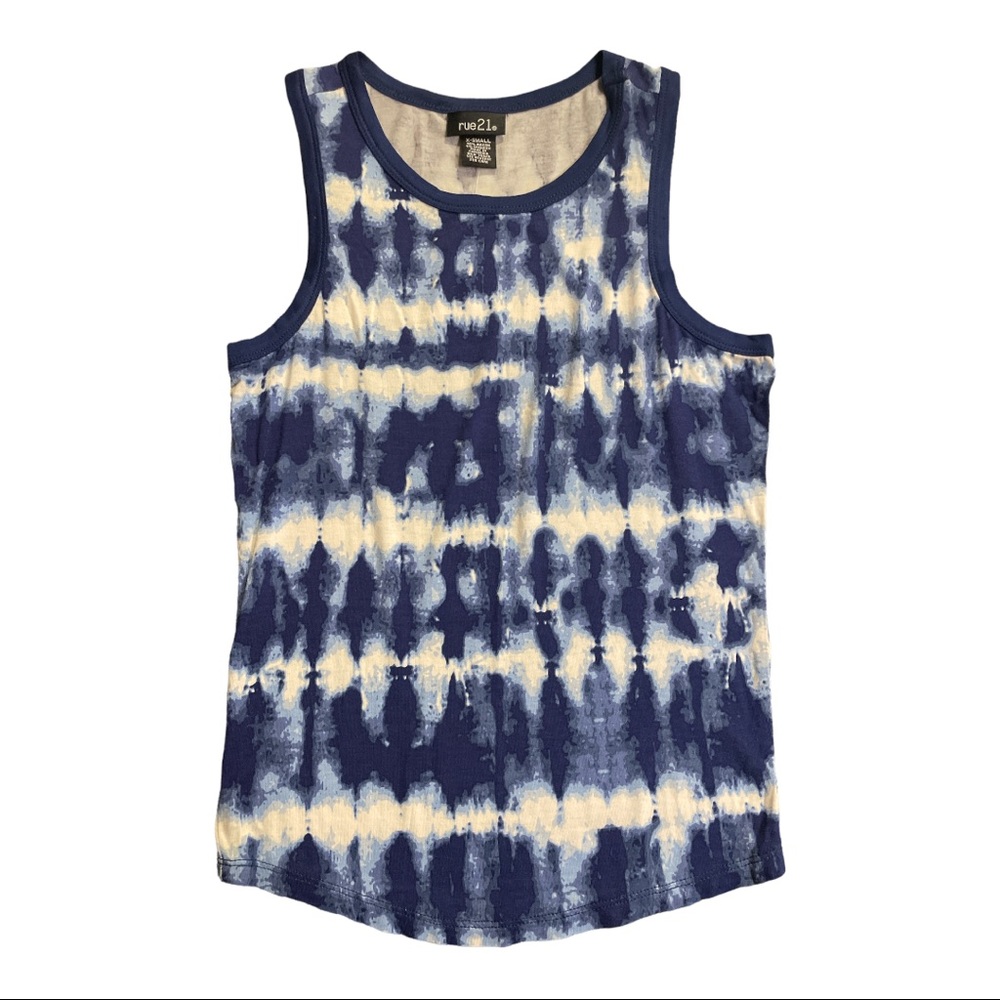 Blue & White Tie-Dyed Tank